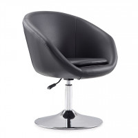 Manhattan Comfort AC036-BK Hopper Black and Polished Chrome Faux Leather Adjustable Height Chair
